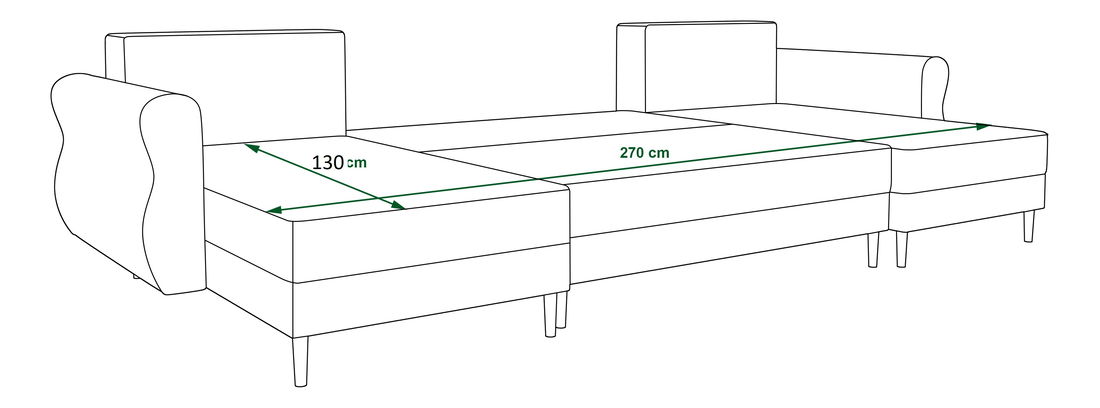 Rohová sedacia súprava U Arcane U (tyrkysová)