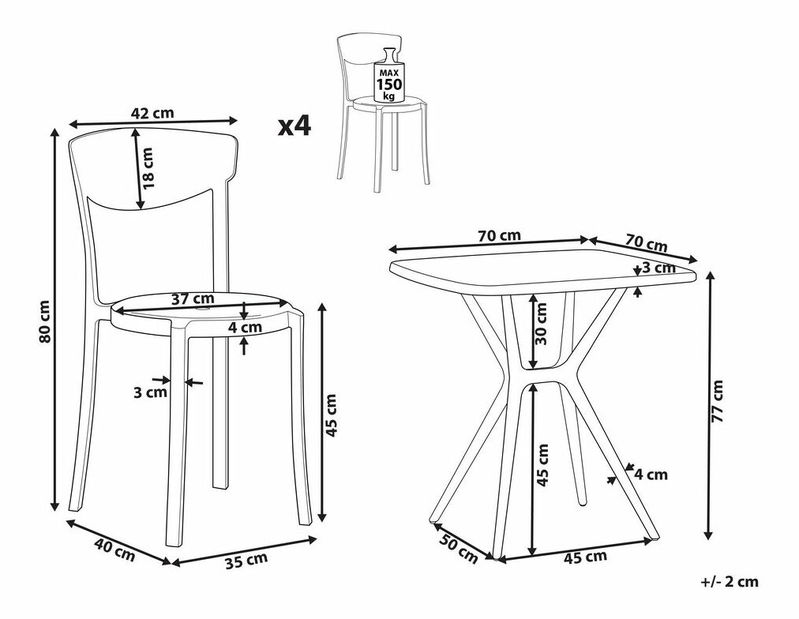 Set mobilier balcon Valkyrja (alb)