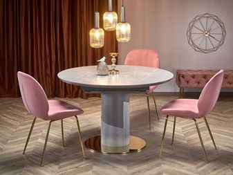 Blagovaonica Boom 1 (sivi mramor + svijetlosiva + ružičasta + zlatna)