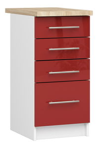 Dulap inferior de bucătărie Ozara S40 SZ4 (alb + roșu lucios)