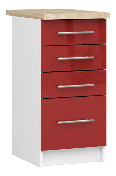Dolná kuchynská skrinka Ozara S40 SZ4 (biela + červený lesk)