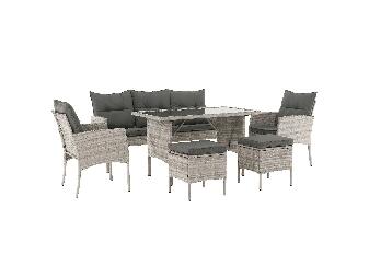 Set mobilier de grădină din ratan LELON (gri deschis) (pentru 4-6 persoane)