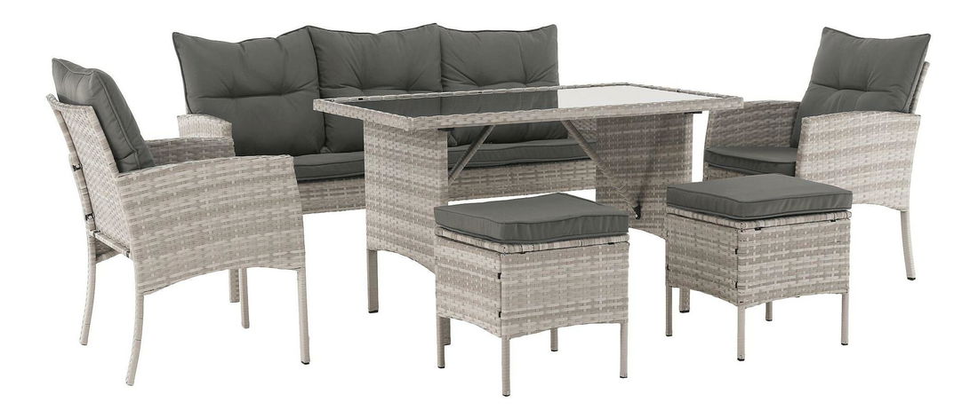 Vrtni set od ratana LELON (svijetlosiva) (za 4 do 6 osoba)