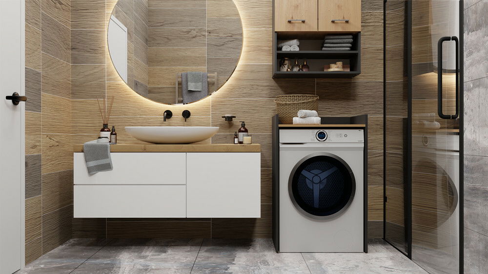 Szekrény mosógéphez Perdieron 1 (antracit + artisan tölgy)