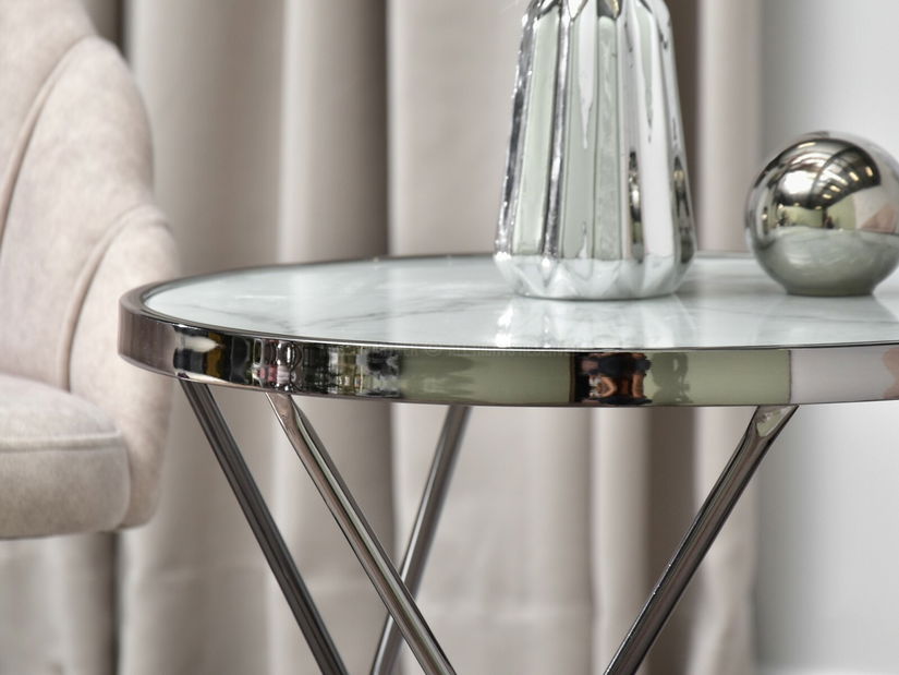 Konferenčný stolík Armin S (biely mramor + čierna)