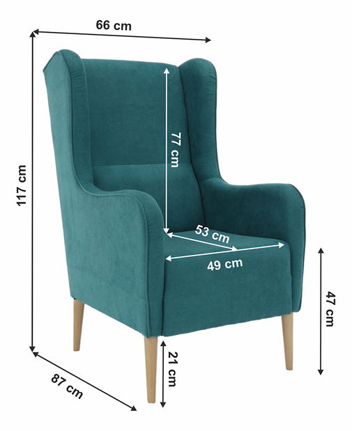 Fotoliu cu urechi Brius (turcoaz)