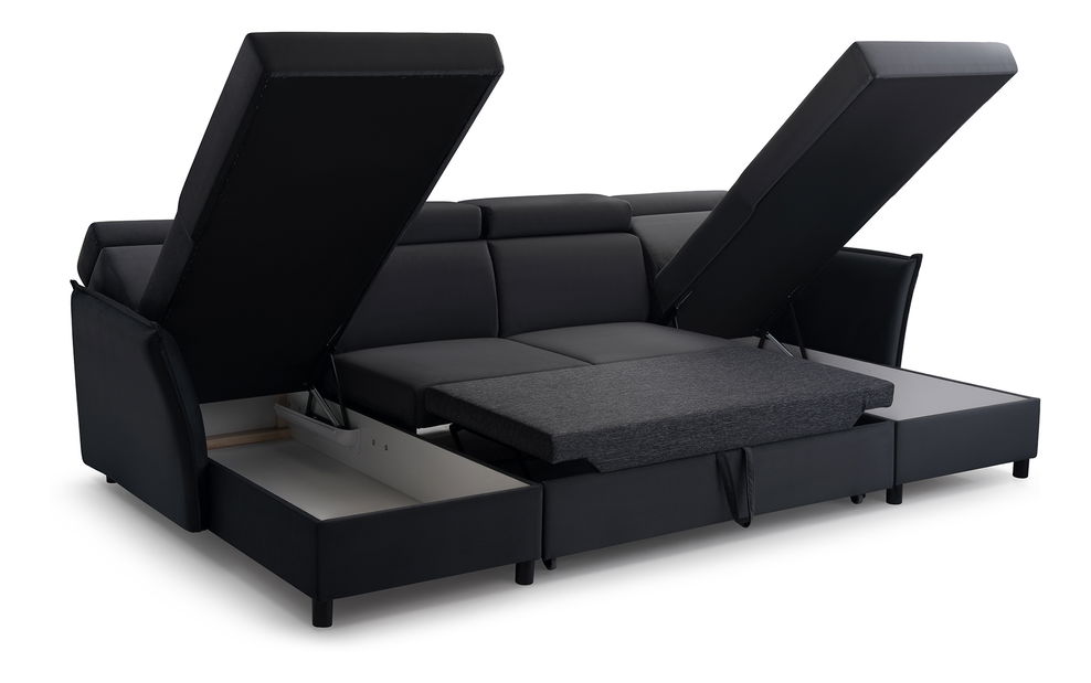 Rohová sedačka Moria U (čierna) (L)