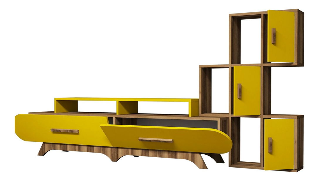 Set za dnevni boravak Florian S (orah + žuta)