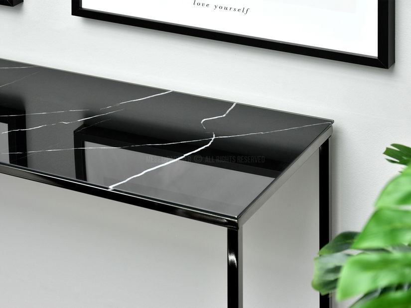 Konzolni stolić Bella Kons (crni mramor + crna)