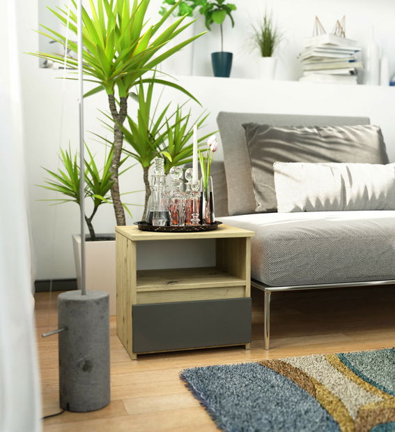 Éjjeliszekrény Cincuenta (artisan tölgy + grafit)