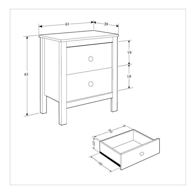 Éjjeliszekrény Kiran 3 (fehér)