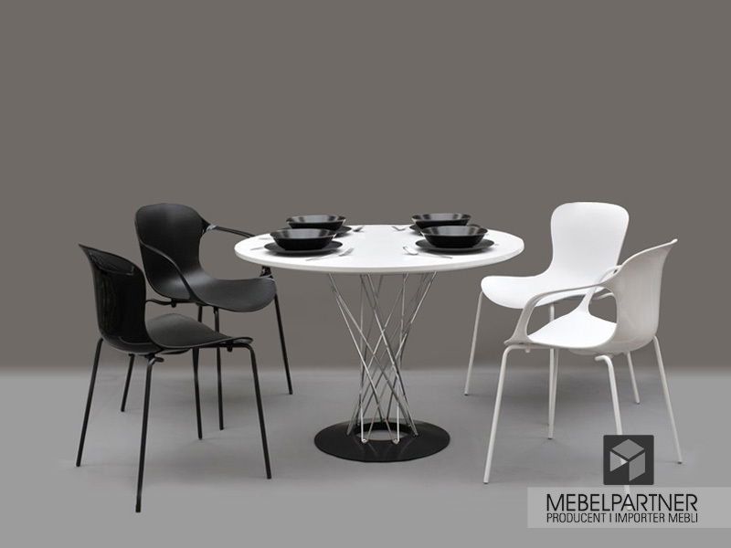 Masă de sufragerie Torpedo (alb + crom)