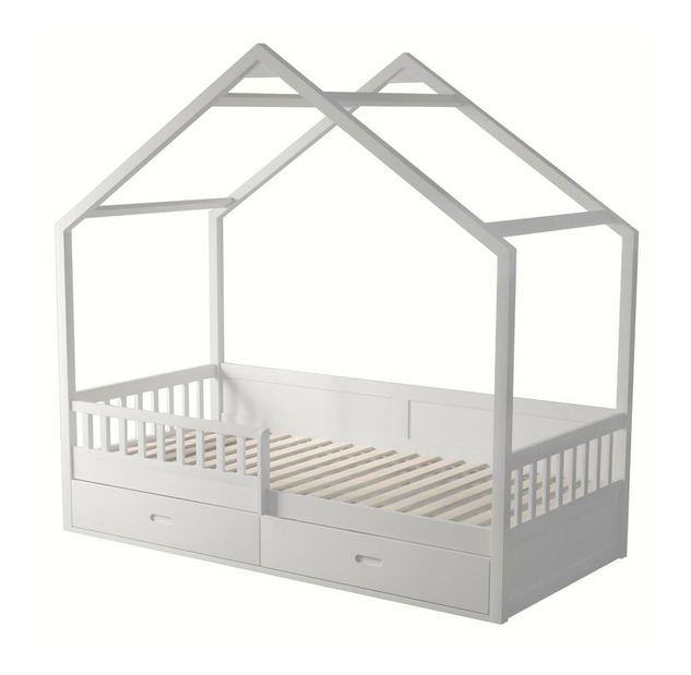 Dječji krevet 90 cm Burgues (bijela) (sa podnicom) (sa prostorom za odlaganje)