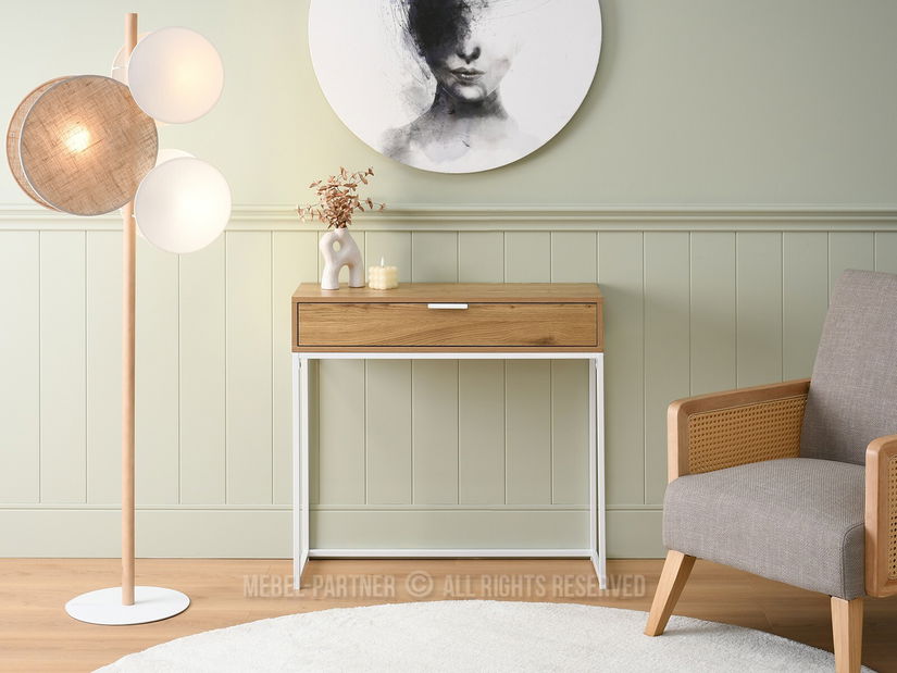 Măsuță consolă Norma M (stejar + alb)