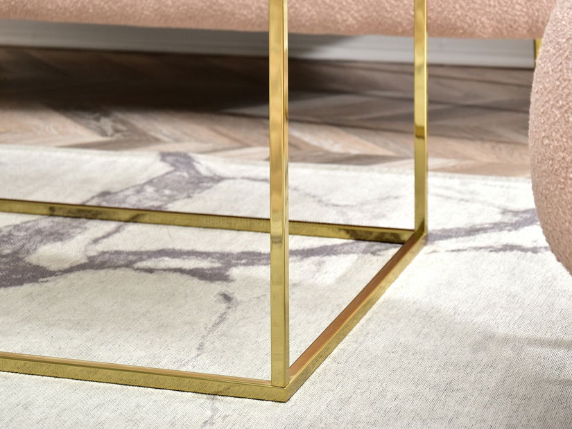 Dohányzóasztal Bella Xl (fehér márvány + arany)