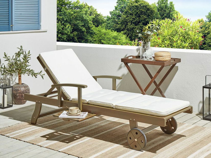 Záhradné lehátko Amati (tmavé drevo + krémová)