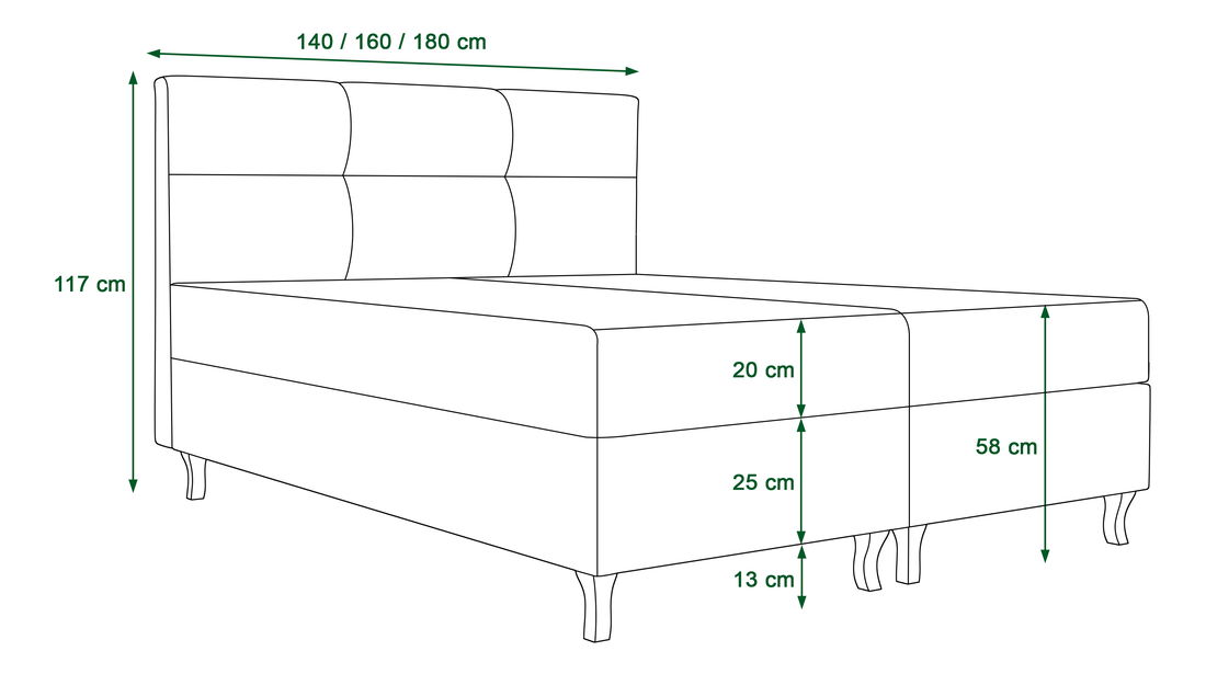 Manželská posteľ Boxspring 140 cm Lumba Comfort (čierna) (s matracom a úložným priestorom)
