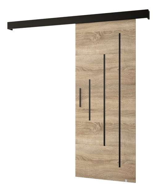 Uși culisante 90 cm Sharlene Y (stejar sonoma + negru mat + negru)