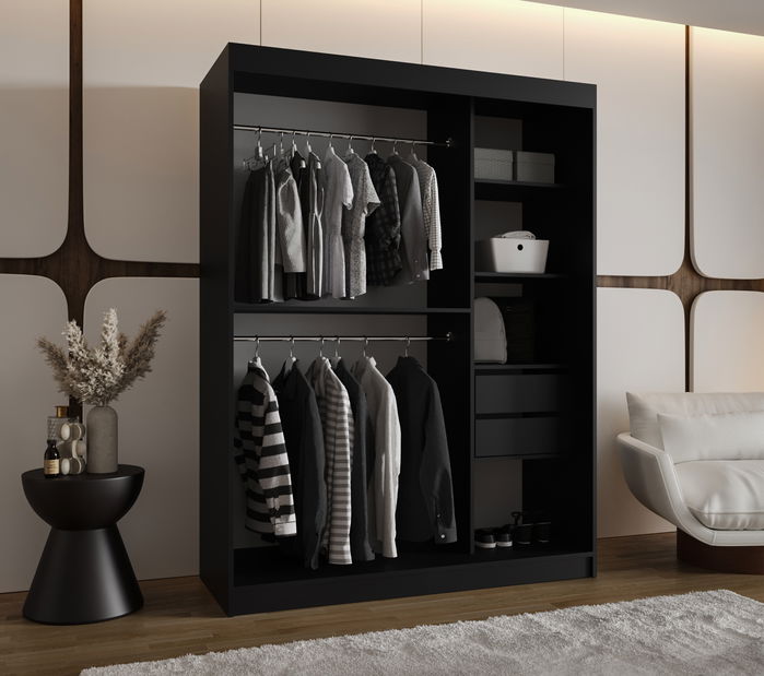 Dulap de haine 150 cm Boomer 3 (Negru)