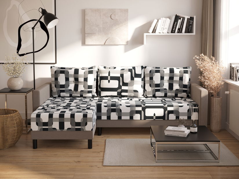 Sarok ülőgarnitúra Glimmer L (bézs + többszínű) (B)