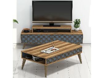 Mobilier living Clementine (Nuc + Gri albastru)