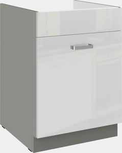 Dolná kuchynská skrinka Brunea 60 ZL 1S BB (korpus: sivá / front: lesk biely)