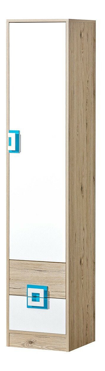 Polcosszekrény Niles NI05 (világos tölgy + fehér + türkiz)