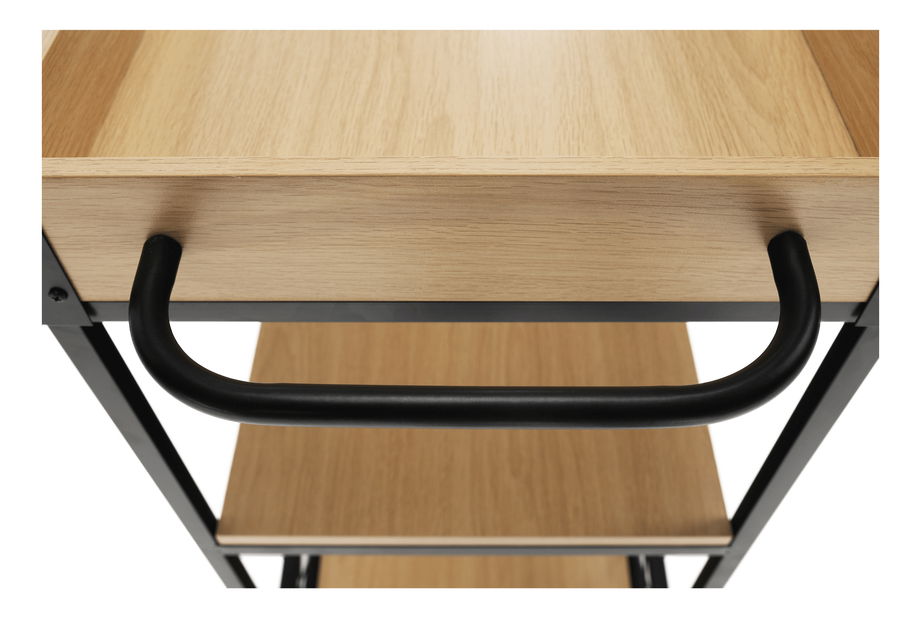 Servírovací vozík Vivian (čierna + dub svetlý)