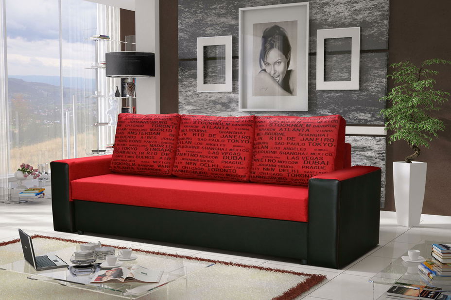 Canapea trei locuri Lavenda (Roșu + negru)