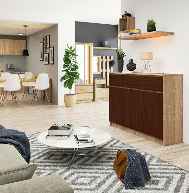 Comodă Kuwait 3D 3D (stejar sonoma + wenge)