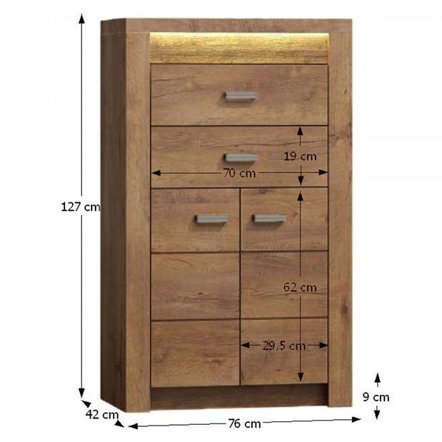 Komód Infinity 06 (Világos kőris) 