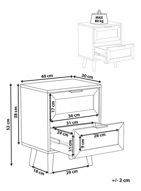 Éjjeliszekrény Opoza (fekete)