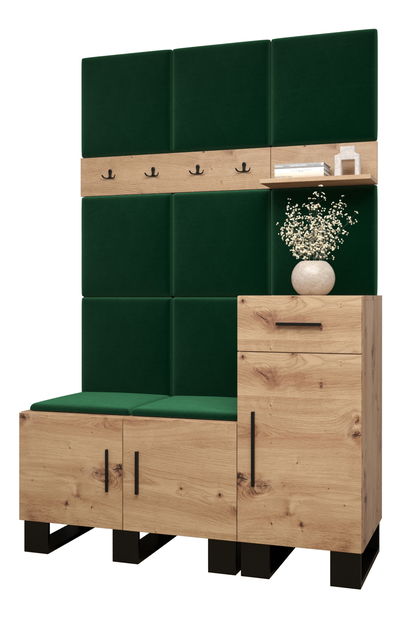 Set mobilier pentru hol Amanda 5 (Stejar artisan + verde)