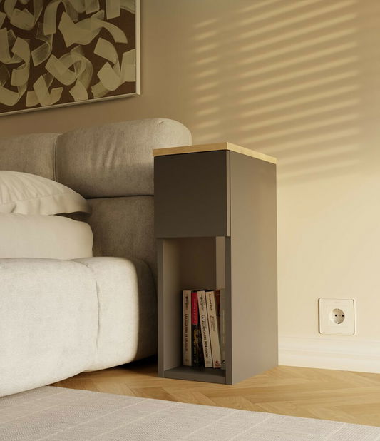 Nočný stolík Gustaban 1 (antracit + dub artisan)