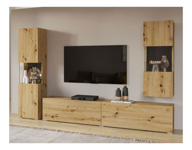 Mobilier living Avernic Typ 10 (negru + stejar artisan)