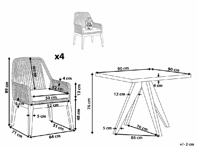 Záhradný set Olibia (svetlosivá)