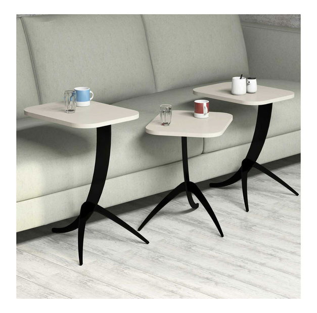 Set 3buc. măsuțe cafea Minuno (crem)