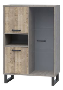 Vitrină Bennie (gri + Stejar nisipiu)