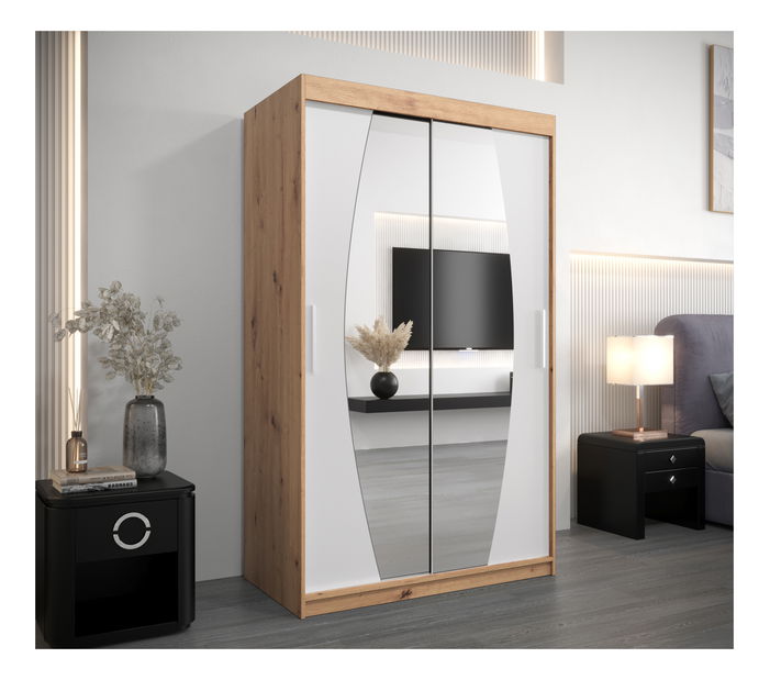 Ormar za garderobu 120 cm Eclipse (hrast artisan + bijela mat)