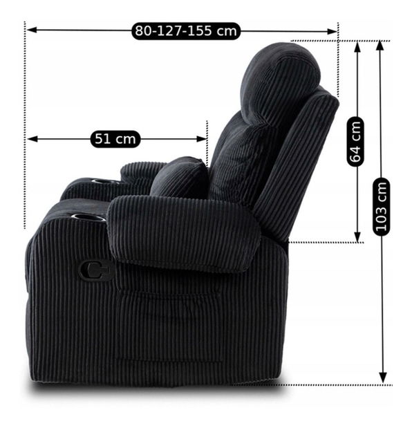 Fotoliu reglabil Trigesimo (negru) 