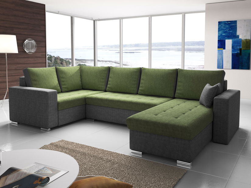 Rohová sedačka U Lambert (zelená + sivá) (L)
