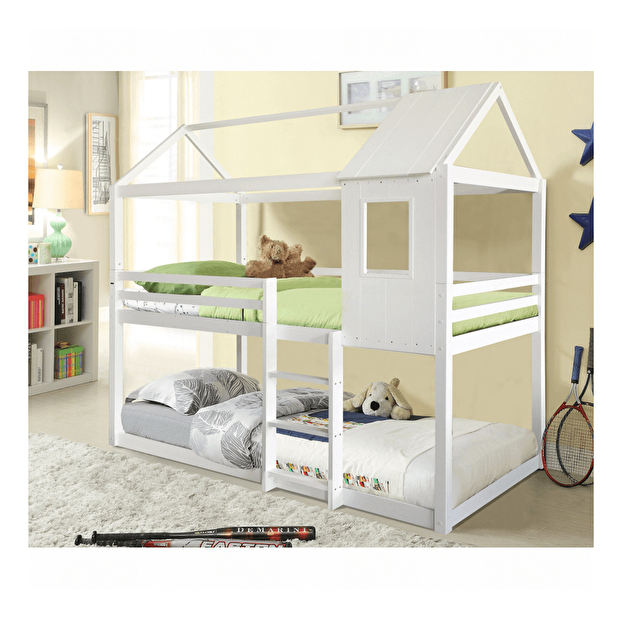 Gyerek emeletes ágy 90 cm Atrinia (fehér) (ágyráccsal) *bazár