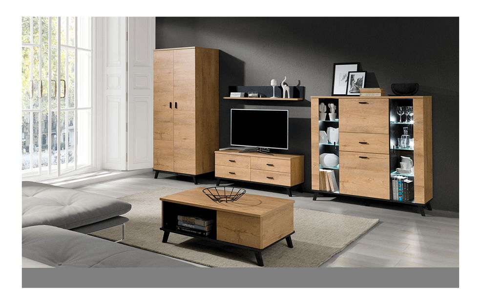 Dulap de haine typ 1 Siralla (Stejar lefkas + negru)