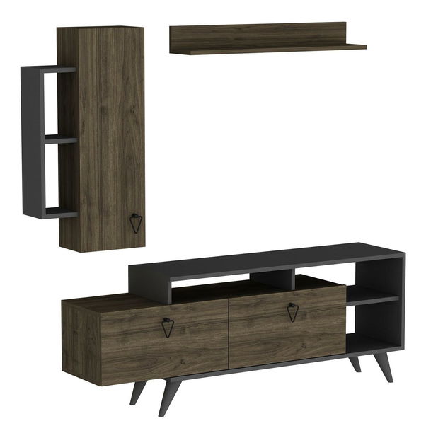 Obývacia stena Kisamo 3 (orech + antracit) 