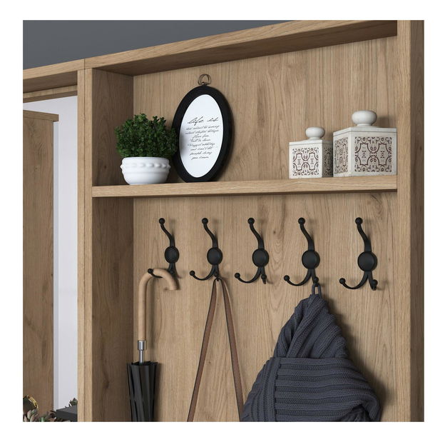 Mobilier hol Pixie 2 (nuc + alb) (cu oglindă)