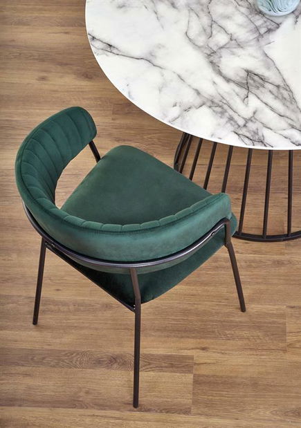 Blagovaonski stol Bradly (bijeli mramor + crna)