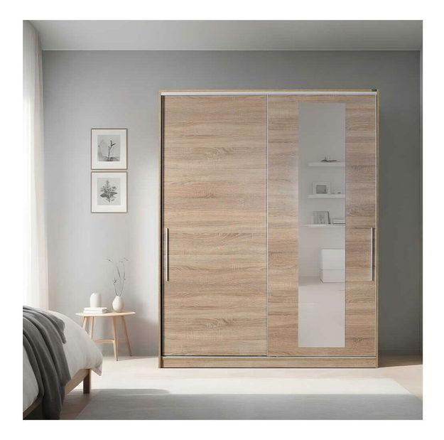 Ruhásszekrény tolóajtókkal Seworella 5 (tükörrel) (szonoma tölgy)