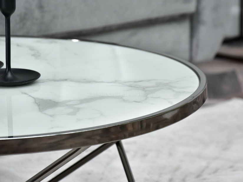 Măsuță de cafea Armin Xl (marmură albă + negru)