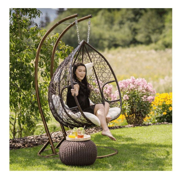 Fotoliu suspendat Dalvoa 2 (cupru + maro + crem) 