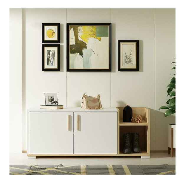 Botník (skrinka na topánky) Kupuba (dub zafírový + biela)